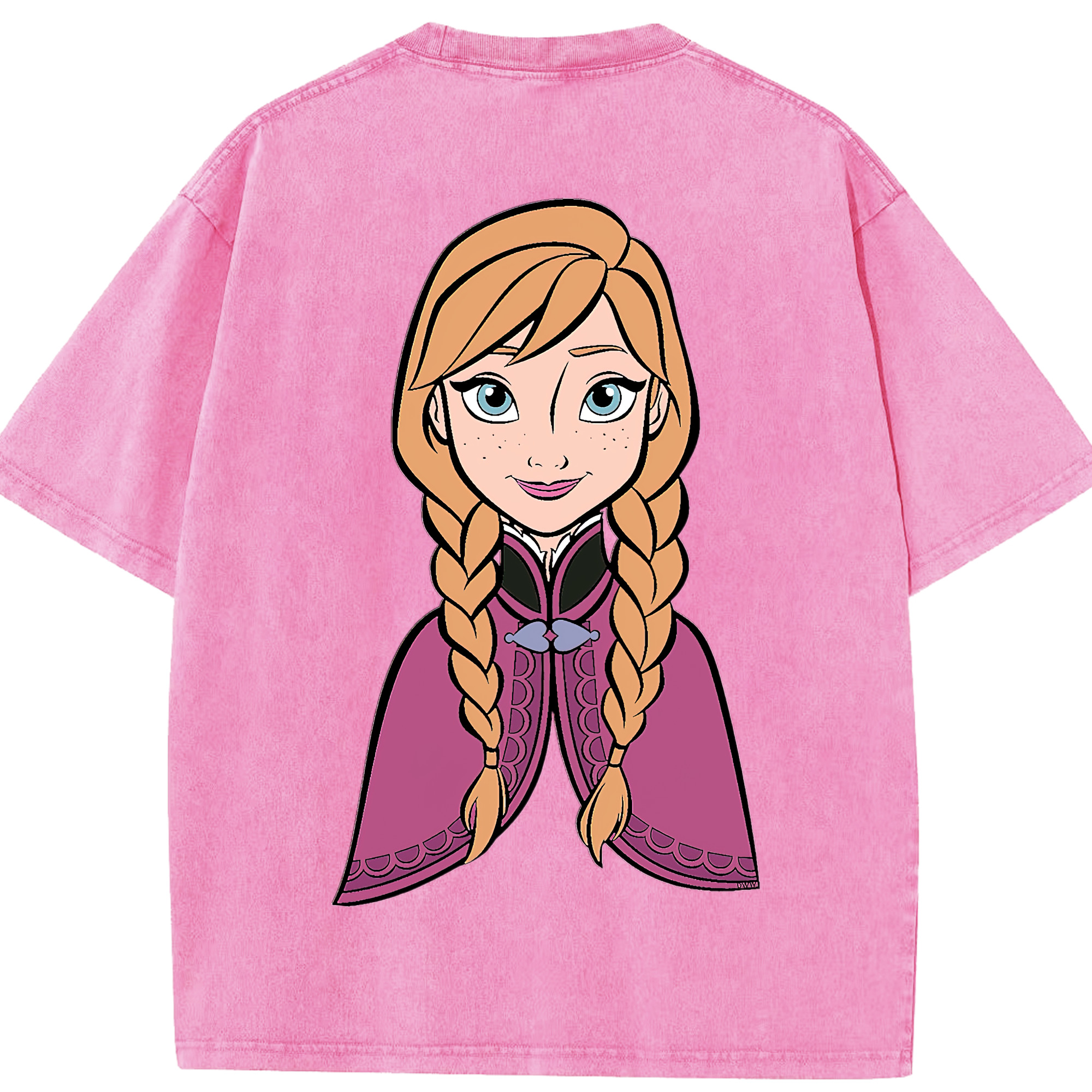 （画像用） アナと雪の女王 アンナ エルサ Frozen Anna Elsa 綿100% ヴィンテージ風 半袖Tシャツ（背面プリント）